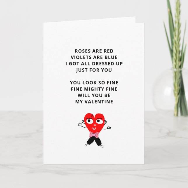 Funny Roses Are Red Poem Valentines Day Girlfriend Card (Front)