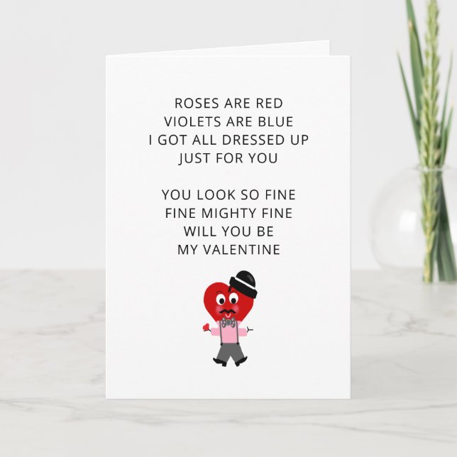 Funny Roses Are Red Poem Valentines Day Girlfriend Holiday Card (Front)