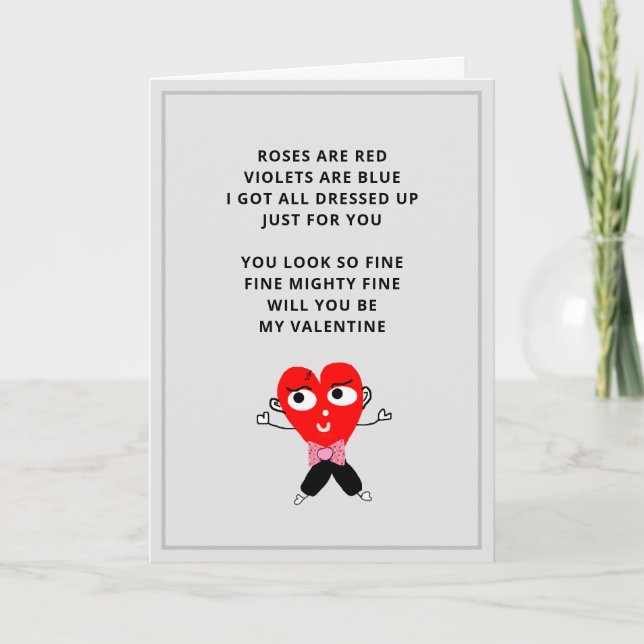 Funny Roses Are Red Poem Valentines Day Holiday Card (Front)