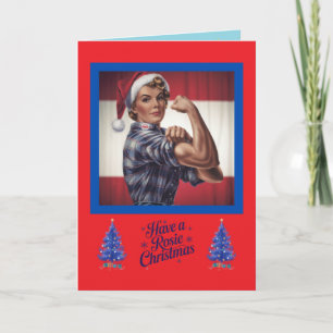 Funny Rosie the Riveter Christmas Card