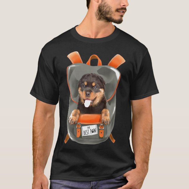 Funny Rottweiler Backpack Pocket Dog Backpack Bag  T-Shirt (Front)