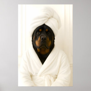 Funny Rottweiler Bathroom Print, Rottweiler In Poster