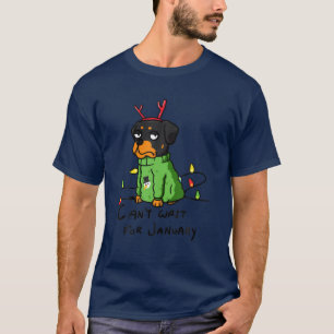 Funny Rottweiler Can't Wait For January Christmas T-Shirt
