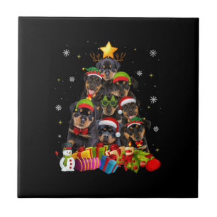 Funny Rottweiler Christmas Tree Xmas Dog Lovers Tile