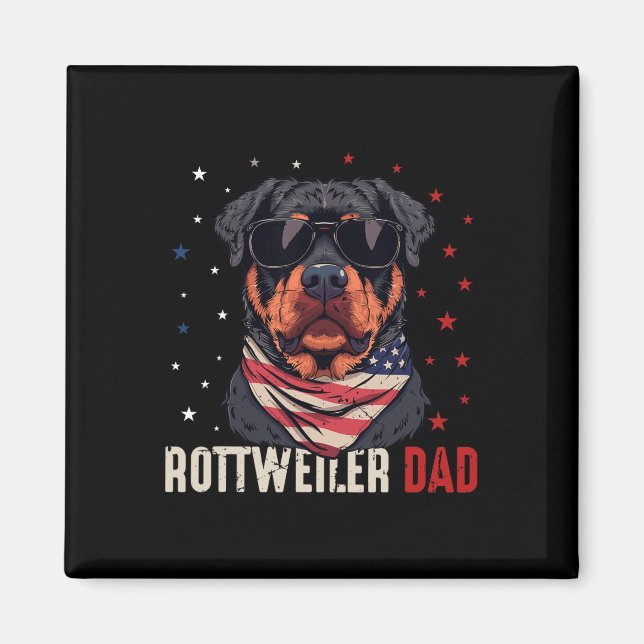 Funny Rottweiler Dad Usa Stars 4th Of July Fathers Magnet (Front)