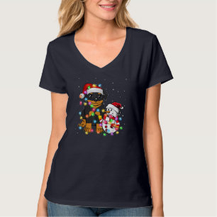 Funny Rottweiler Dog Christmas Tee Snowman Lights