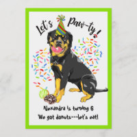 Funny Rottweiler Dog Doughnuts Birthday Party
