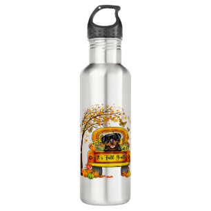 Funny Rottweiler Dog Pet Lover Fall Autumn Leafs 710 Ml Water Bottle