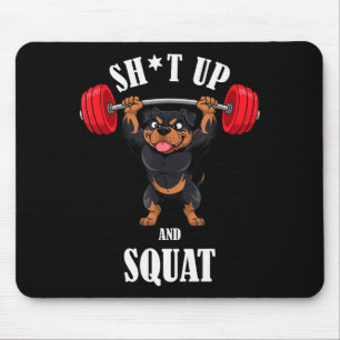 Funny Rottweiler Fitness Squating Workout Weightli Mouse Mat