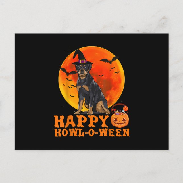 Funny Rottweiler Happy Halloween Dog Cool Lovers Postcard (Front)