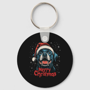 Funny Rottweiler Santa Merry Christmas Rottie Love Key Ring