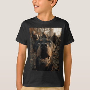 Funny Rottweiler Selfie With Zombies Spooky T-Shirt
