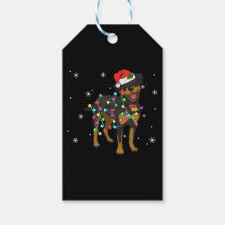 Funny Rottweiler Xmas Lights Dog Dad Dog Mum Lover Gift Tags