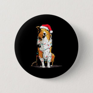 Funny Rough Collie Christmas Graphics Dog Lights L 6 Cm Round Badge
