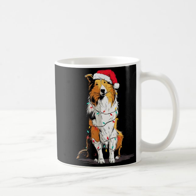Funny Rough Collie Christmas Graphics Dog Lights L Coffee Mug (Right)