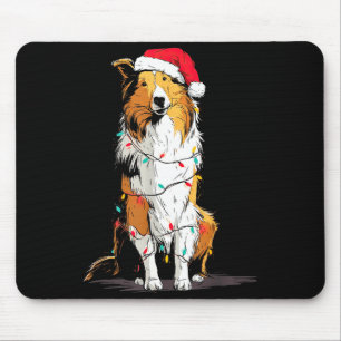 Funny Rough Collie Christmas Graphics Dog Lights L Mouse Mat