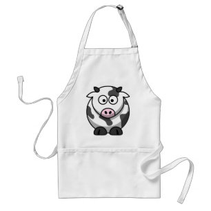 Funny Round Cartoon Cow with Pink Nose Standard Apron