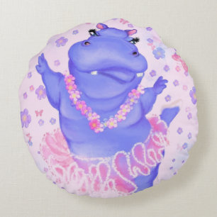Funny Round Pillow Ballerina Hippo Ballet Dancer