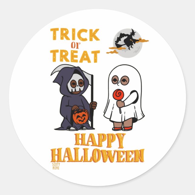 funny round sticker  "HALLOWEEN 1" (Front)
