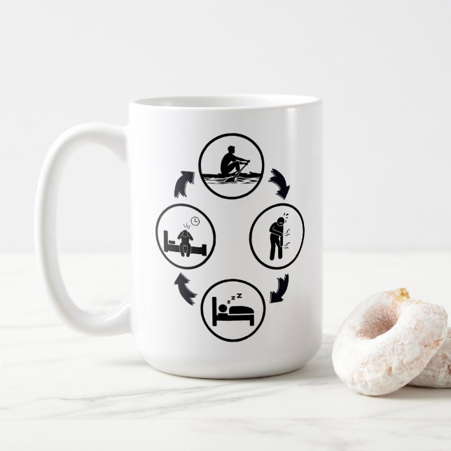 Funny rowing gift, The rowing cycle Coffee Mug (With Donut)
