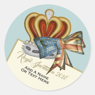 Funny Royal Wedding Crown Classic Round Sticker