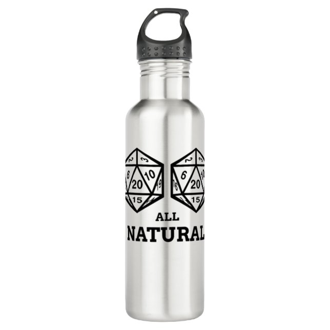 Funny RPG D20 Shirt All Natural Game Retro T Shirt 710 Ml Water Bottle (Front)