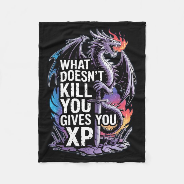 Funny Rpg What Doesn’t Kill You Gives You Xp Quote Fleece Blanket (Front)