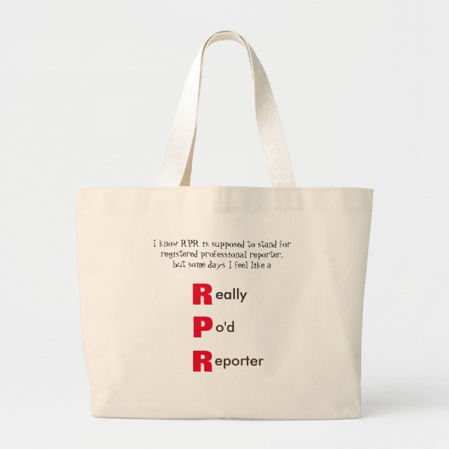 Funny RPR Court Reporting Large Tote Bag (Front)