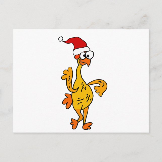 Funny Rubber Chicken Christmas Cartoon Holiday Postcard (Front)
