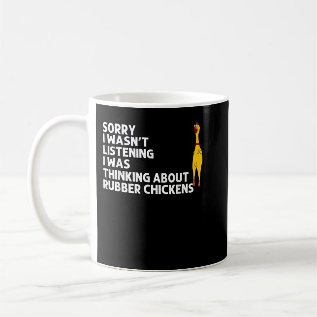 Funny Rubber Chicken Gift Men Women Rubber Chicken Coffee Mug (Left)