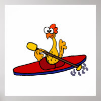 Funny Rubber Chicken kayaking cartoon