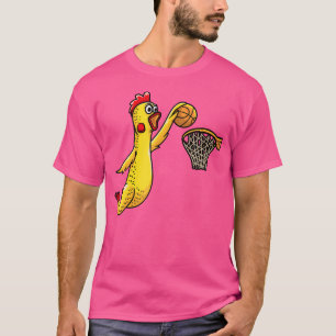 Funny Rubber Chicken Playing Basketball Player Spo T-Shirt