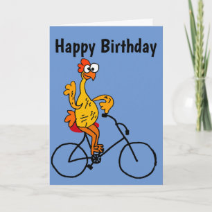 Funny Rubber Chicken Riding Bicycle Card