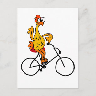Funny Rubber Chicken Riding Bicycle Postcard
