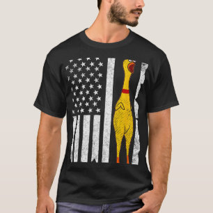 Funny Rubber Chicken Vintage American Us Flag Men T-Shirt