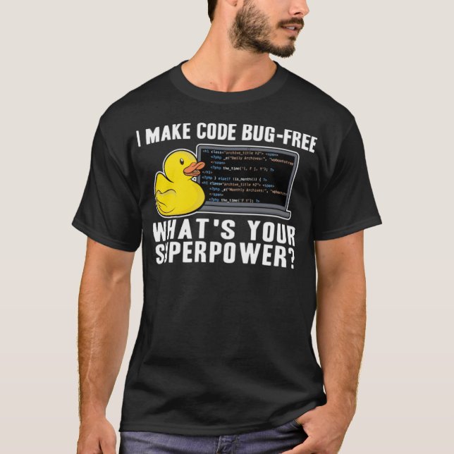 Funny Rubber Duck Debugging Superpower Coding labr T-Shirt (Front)