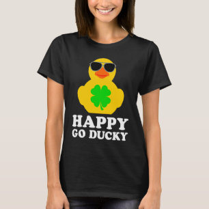 Funny Rubber Duck Four Leaf Clover Sunglasses Happ T-Shirt