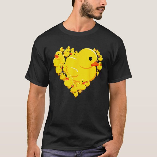 Funny Rubber Duck Hearts Quack Ducky Valentine s D T-Shirt (Front)