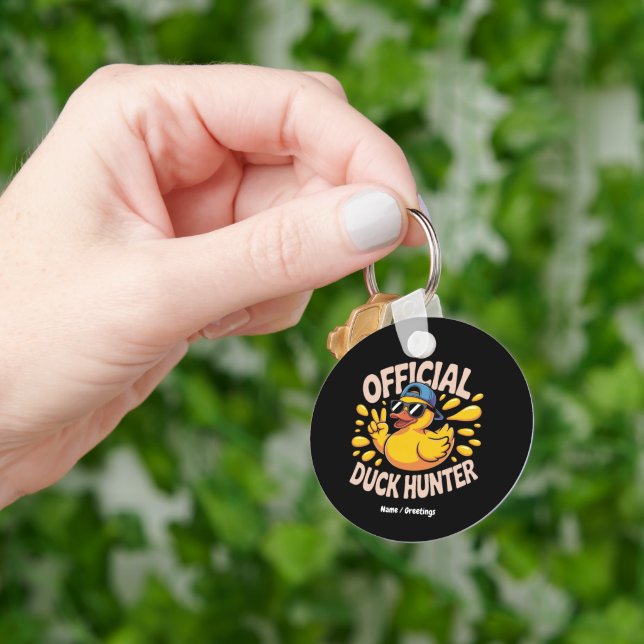 Funny Rubber Duck Hunting Cruise Squad Laughs Key Ring (Hand)