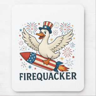 Funny Rubber Duck USA Patriotic Firequacker 4th Mouse Mat