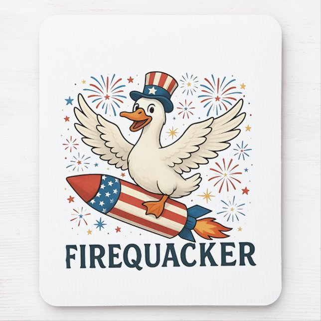 Funny Rubber Duck USA Patriotic Firequacker 4th Mouse Mat (Front)