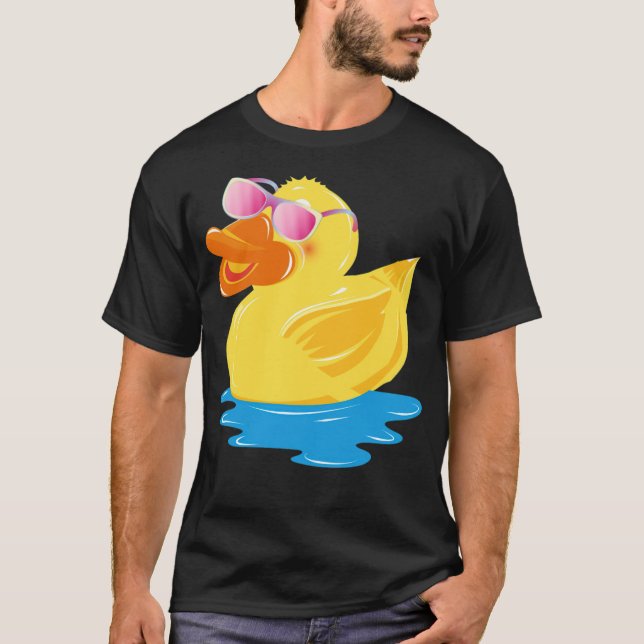 funny rubber duck with pink bulldog pet  T-Shirt (Front)