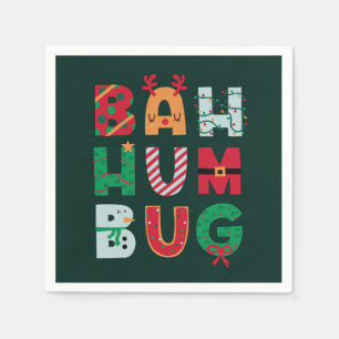 Funny Rubbish Bah Humbug Holiday Card Napkin
