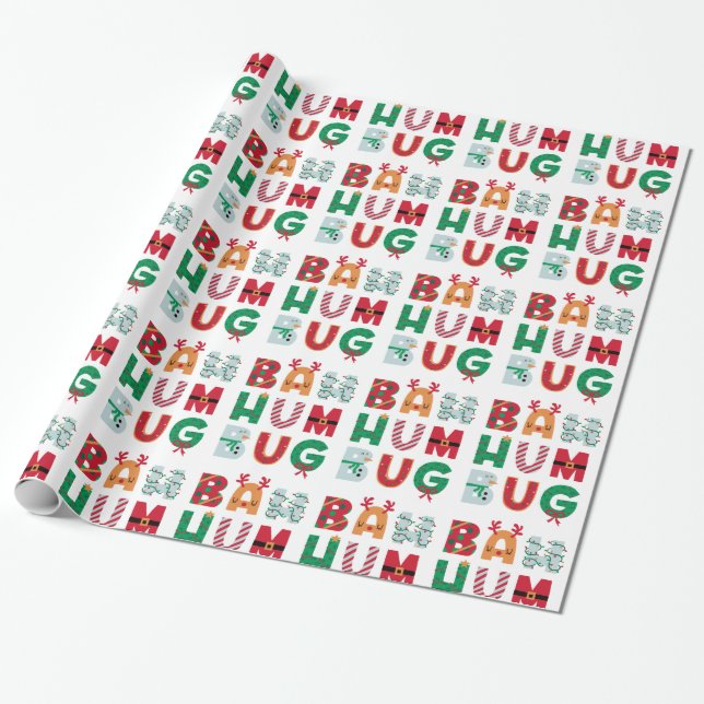 Funny Rubbish Bah Humbug Wrapping Paper (Unrolled)
