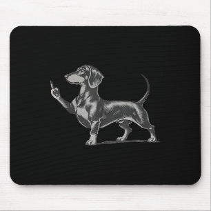 Funny Rude Black Dachshund Dog Meme Middle Finger Mouse Mat