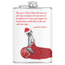 Funny Rude Christmas Santa Pinup Girl Hip Flask 02