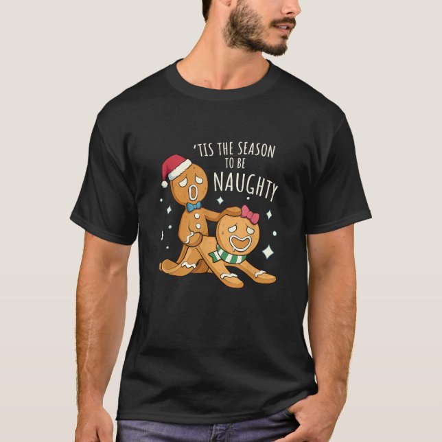 Funny Rude Xmas Bonking Gingerbread Naughty Christ T-Shirt (Front)