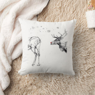 Funny Rudolf Reindeer Christmas Love Cushion