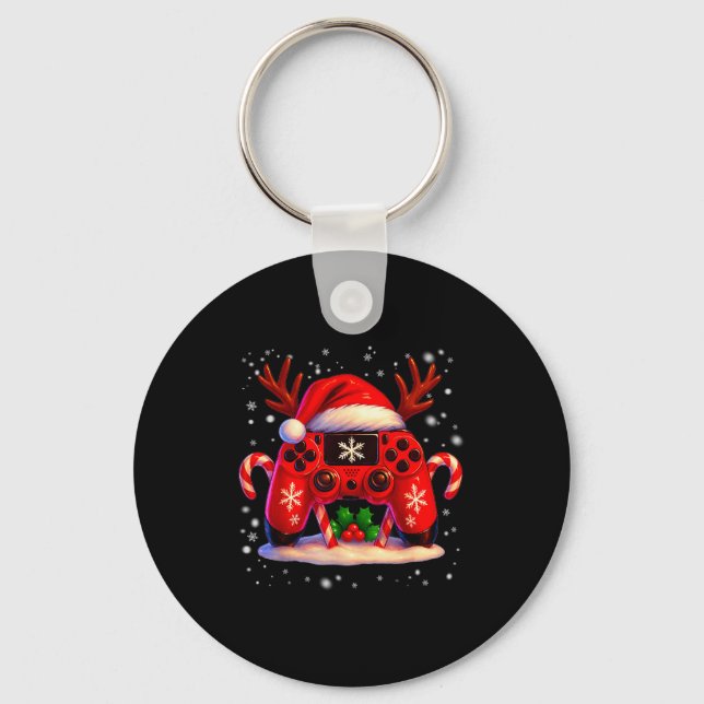 Funny Rudolph Game Controller Christmas Xmas Boy K Key Ring (Front)