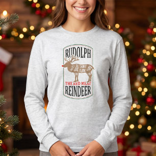Funny Rudolph Red Meat Reindeer - Butcher Chart T-Shirt
